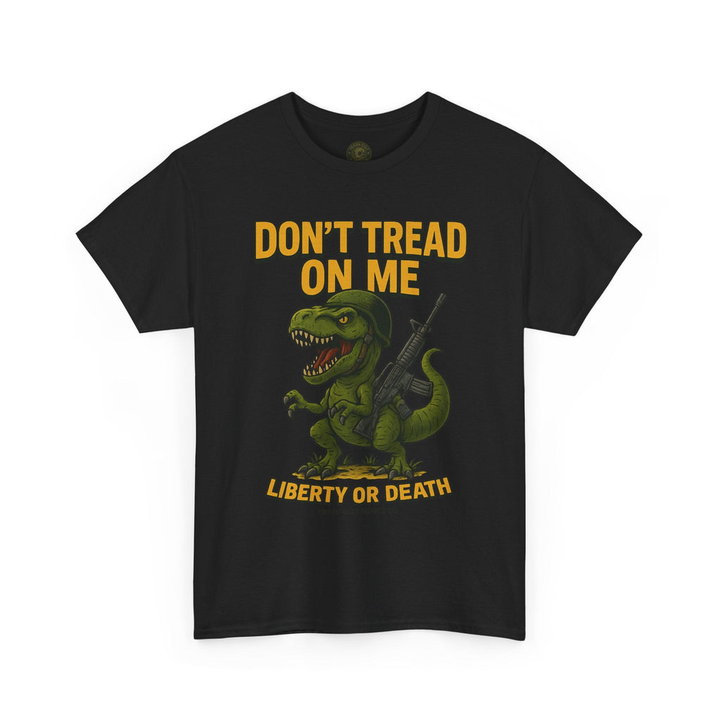 Don’t Tread On Me T-Rex T-Shirt – Liberty or Death Graphic | Trash Cult Supply Co. | Gildan 5000 Heavy Cotton