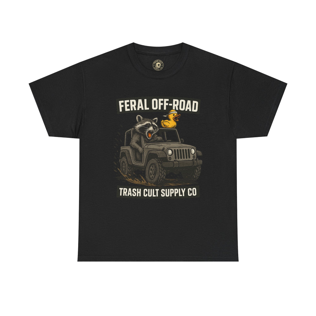 Feral Off-Road Raccoon Jeep Shirt – Mud Slinging Chaos | Trash Cult Supply Co | Gildan 5000 Tee