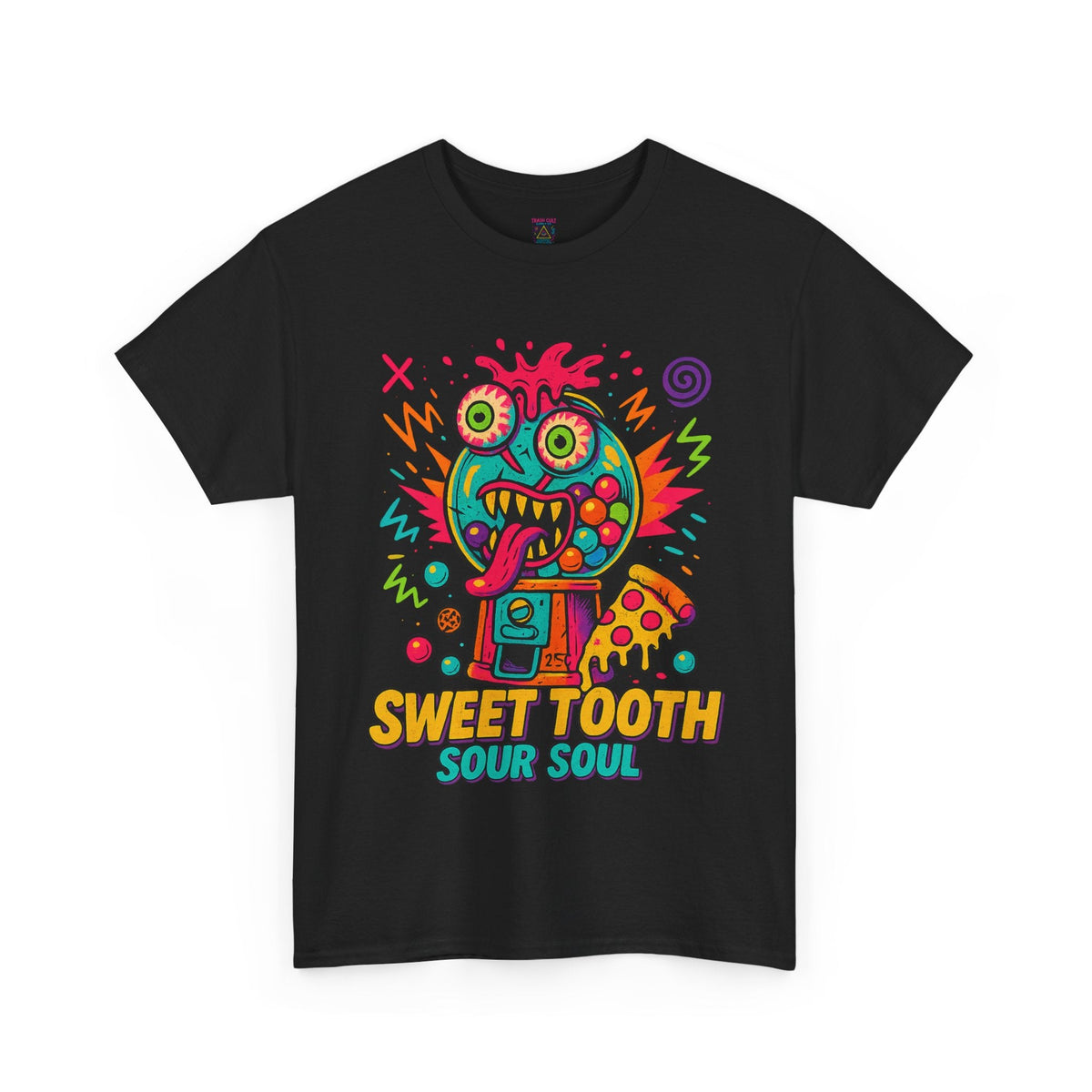 Sweet Tooth, Sour Soul – Neon Gumball Monster Graphic Tee | Gildan 5000 | Limited Edition Chaoswear