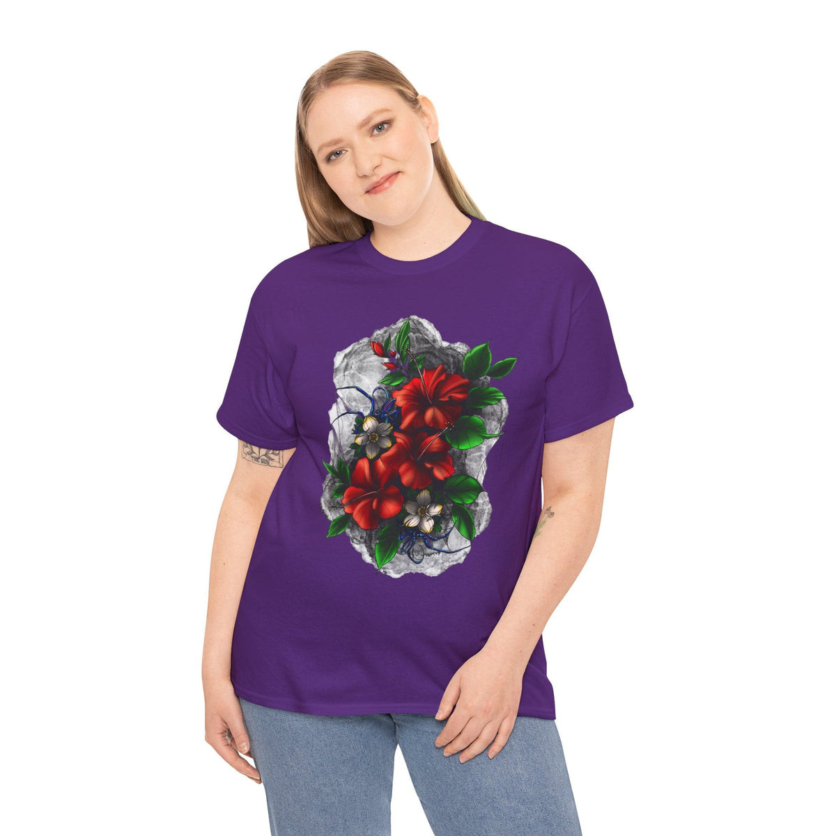 Crimson Bloom Tattoo T-Shirt – Lara Davenport x Trash Cult Supply Co. Collab (Gildan 5000)