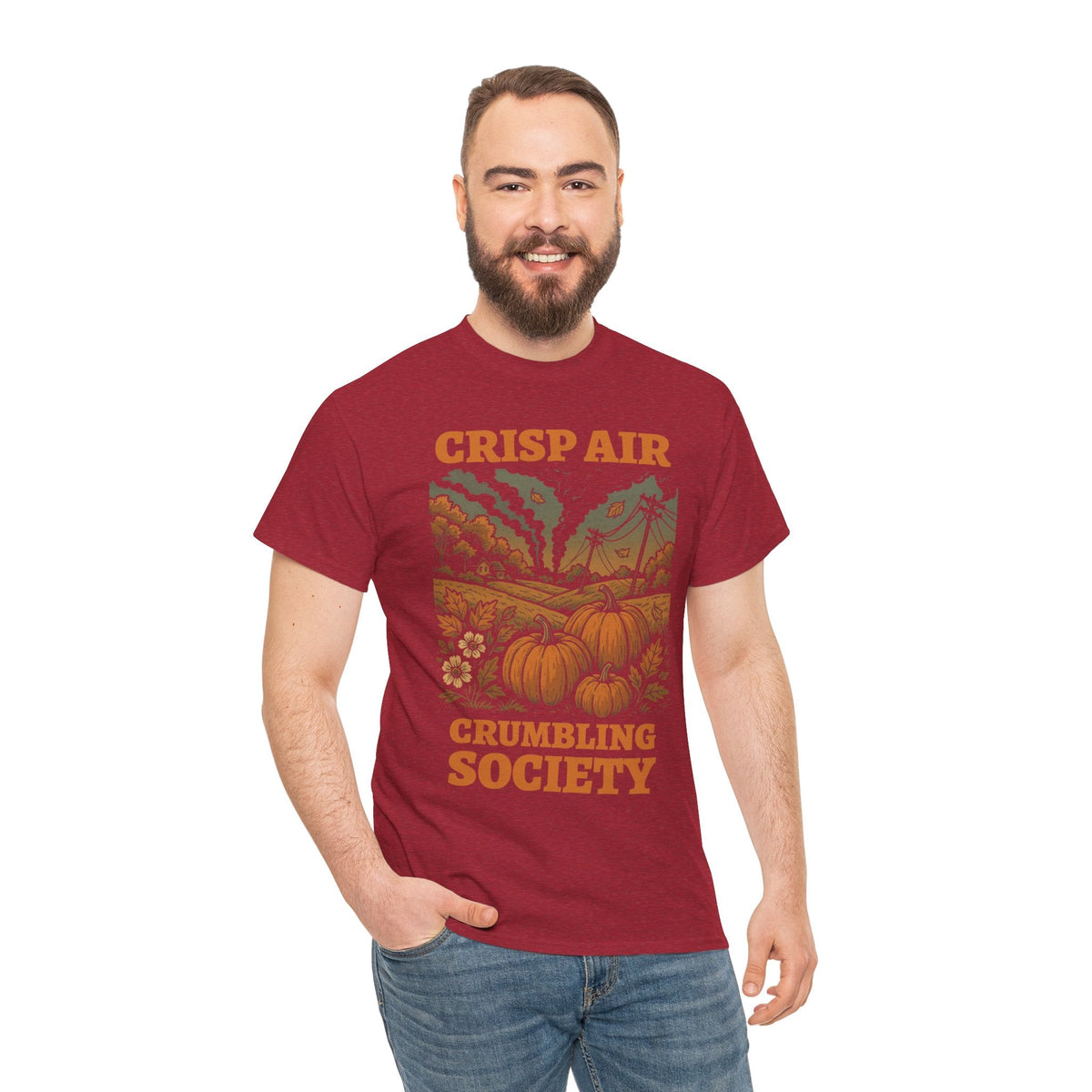 Crisp Air Crumbling Society Shirt – Dystopian Fall Pumpkin Tee – Fall of Humanity Collection – Trash Cult Supply Co.