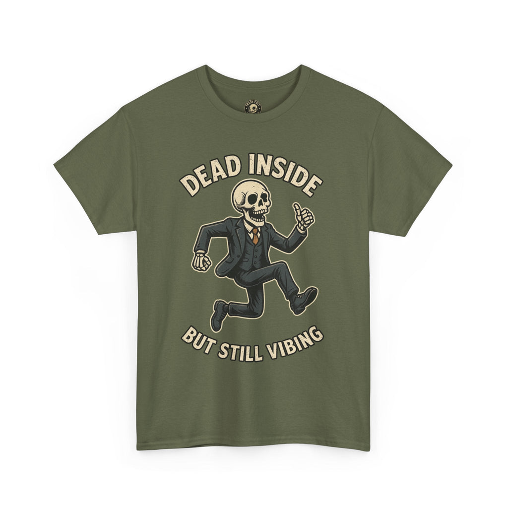 Dead Inside But Still Vibing Skeleton Shirt – Funny Unisex Heavy Cotton Tee