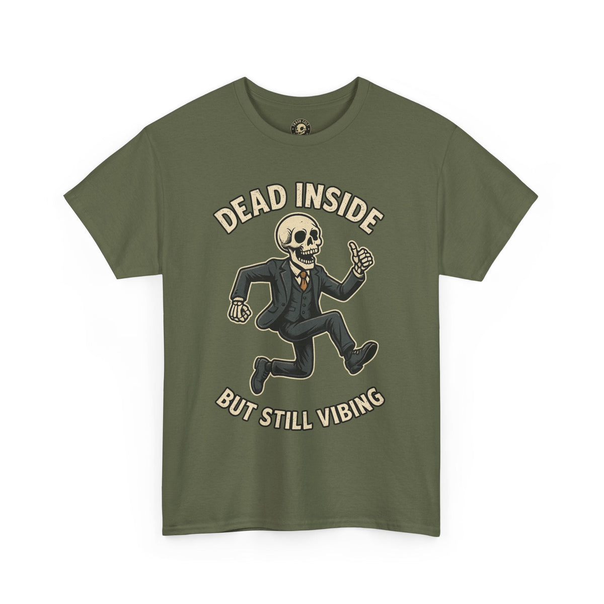 Dead Inside But Still Vibing Skeleton Shirt – Funny Unisex Heavy Cotton Tee