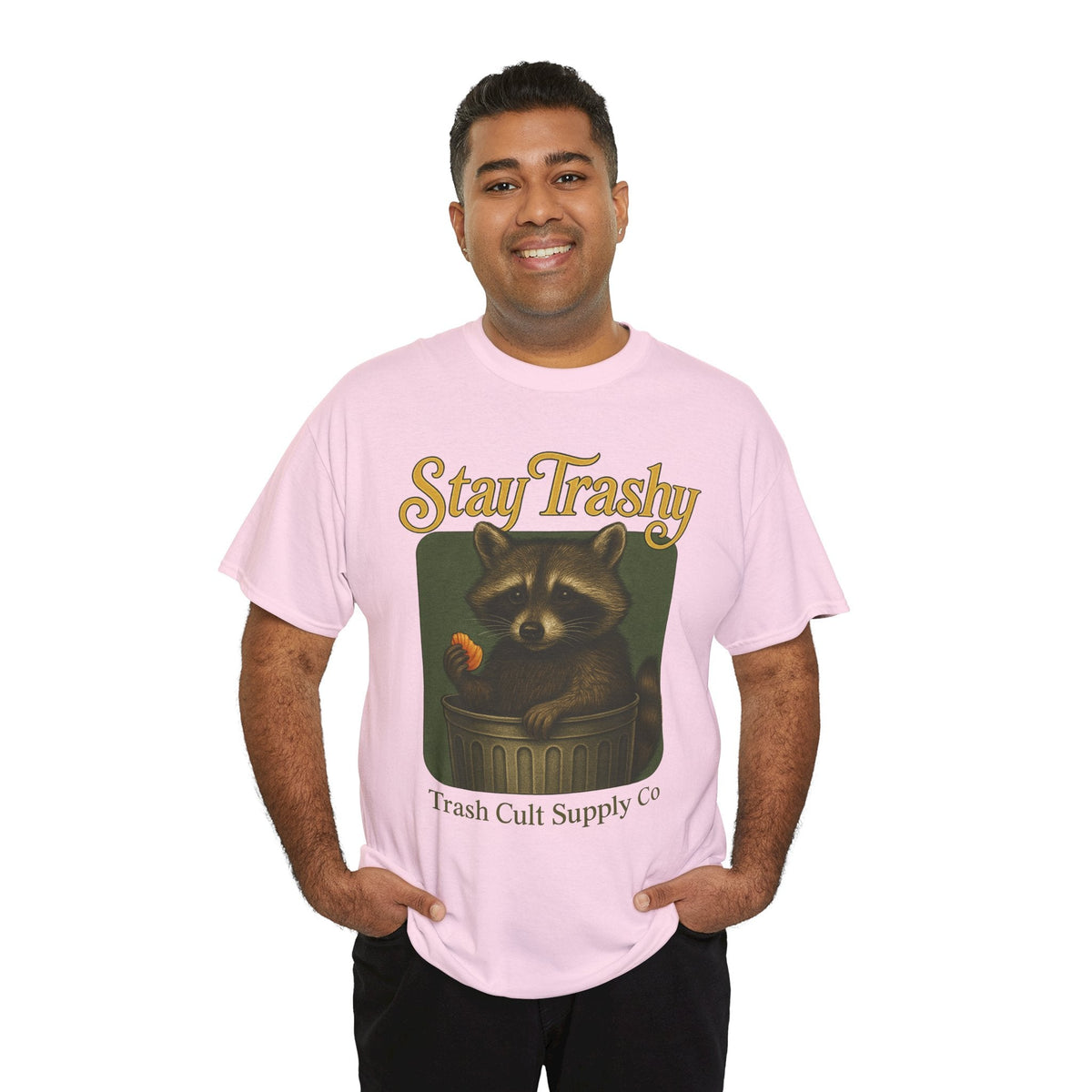 Stay Trashy Raccoon T-Shirt – Vintage-Style Cute Trash Panda | Trash Cult Supply Co | Gildan 5000