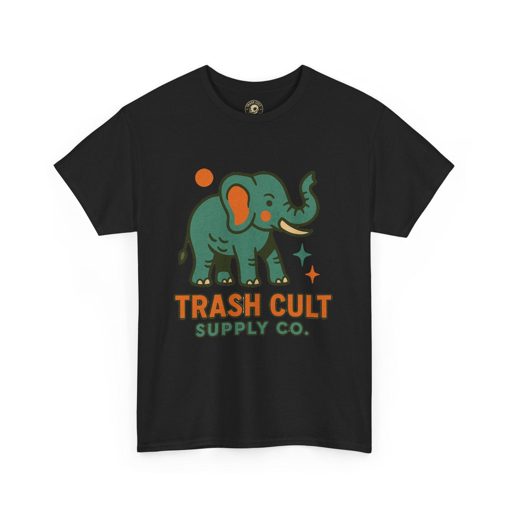 Trash Cult Elephant Unisex Heavy Cotton Tee, Eco-Friendly Shirt, Cool Casual Tee, Gift for Animal Lovers, Vintage Style T-Shirt