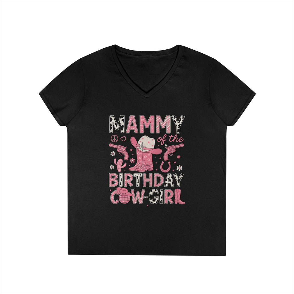 Mammy of the Birthday Cowgirl T-Shirt, Cute Birthday Tee, Women's V-Neck, Farm Party Apparel, Gift for Cowgirl Moms