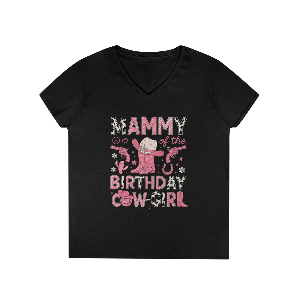 Mammy of the Birthday Cowgirl T-Shirt, Cute Birthday Tee, Women's V-Neck, Farm Party Apparel, Gift for Cowgirl Moms