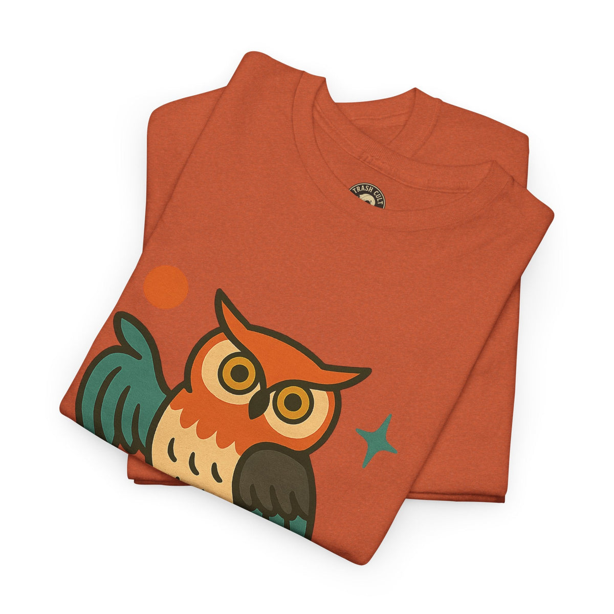 Vintage Owl Graphic Tee, Unisex Heavy Cotton Tee, Trash Cult Shirt, Nature Lover Gift, Eco-Friendly Apparel