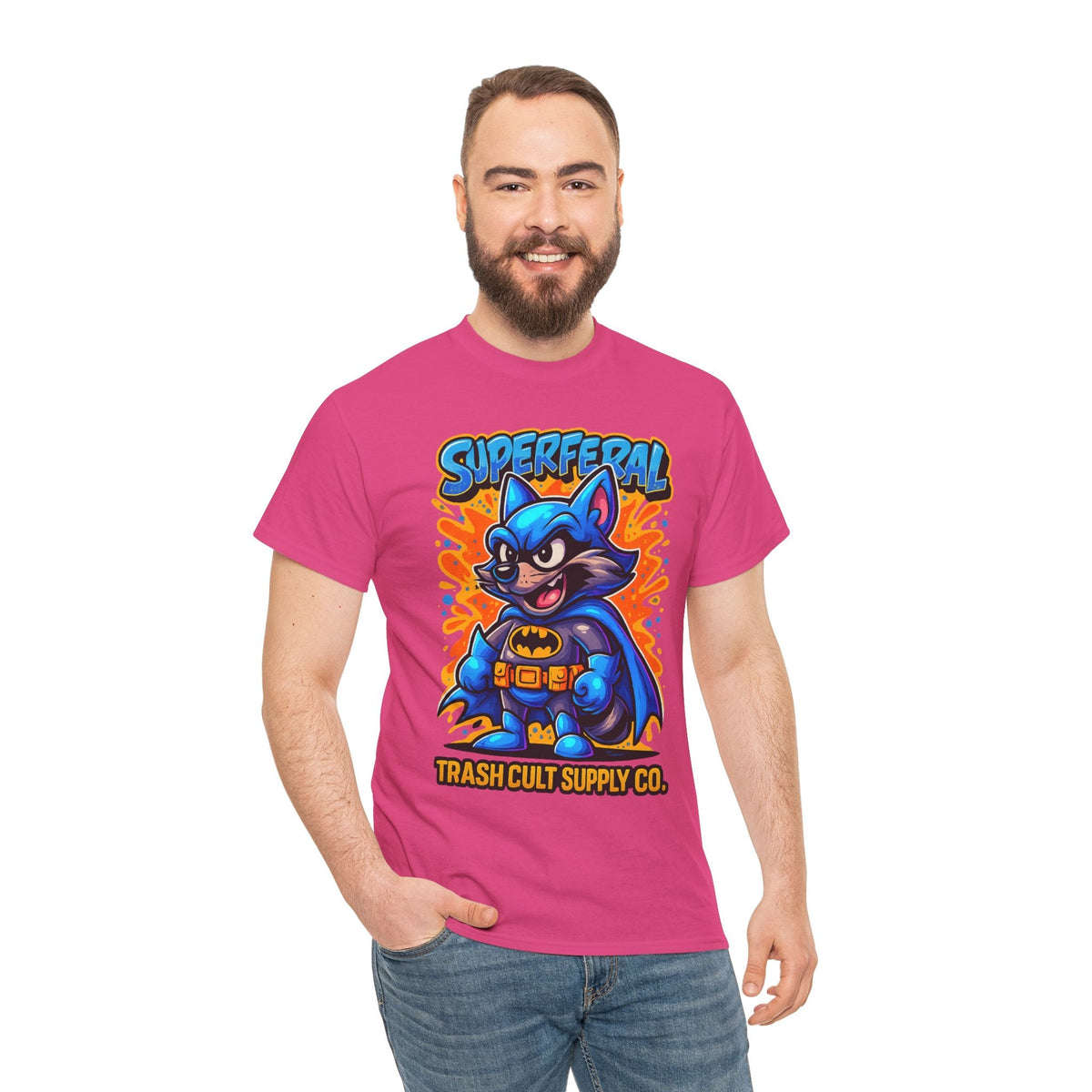 SuperFeral Raccoon Graffiti Shirt – Bold New School Superhero Streetwear | Trash Cult Supply Co