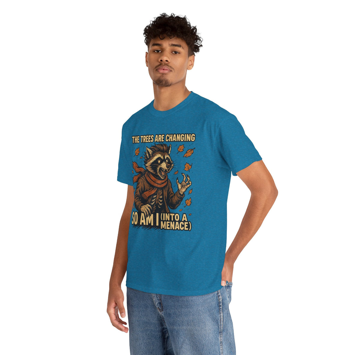 So Am I (Into a Menace) Shirt – Raccoon Transformation Fall Tee – The Trees Are Changing T-Shirt – Fall of Humanity Collection – Trash Cult Supply Co.