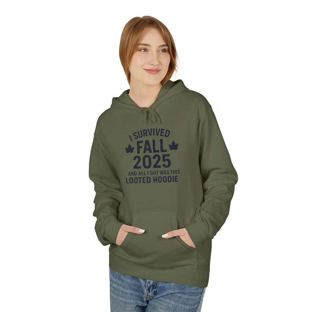 I Survived Fall 2025 Hoodie – Looted Hoodie Meme Sweatshirt – Fall of Humanity Collection – Trash Cult Supply Co.