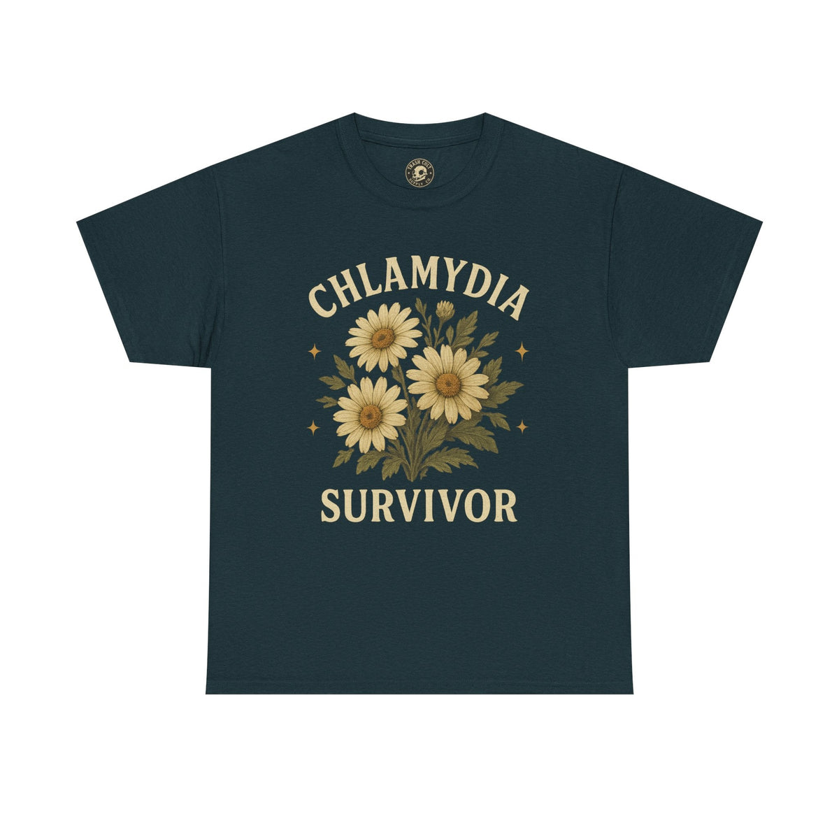 Chlamydia Survivor Vintage Floral Tee – Funny Bold Statement Shirt – Gildan 5000 Unisex Heavy Cotton
