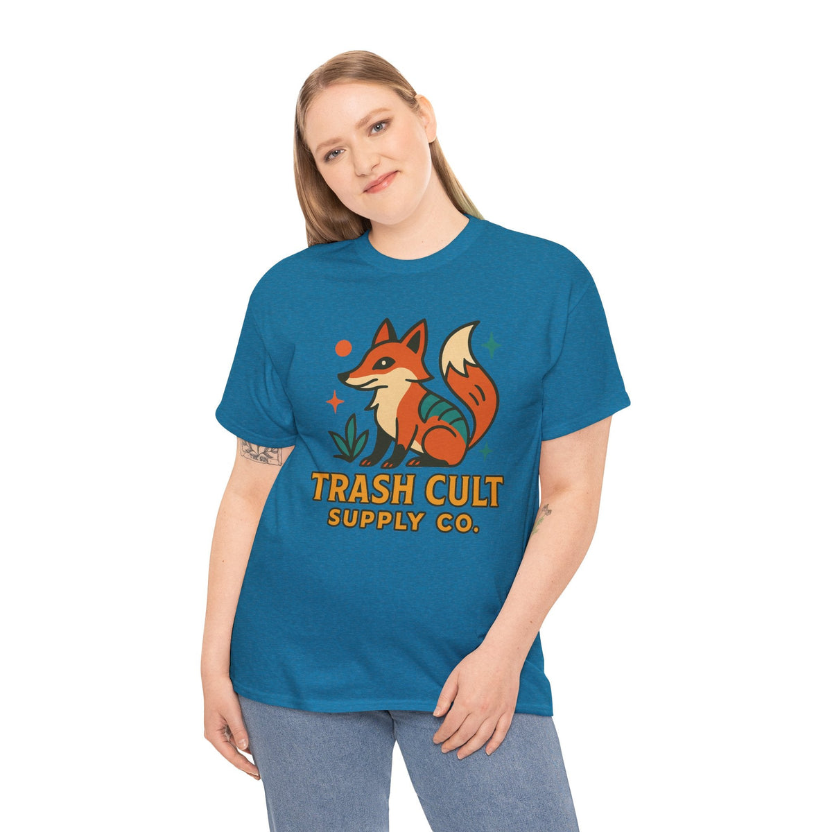 Trash Cult Fox Unisex Heavy Cotton Tee - Eco-Friendly Fashion Statement, Perfect for Nature Lovers, Casual Wear, Gifts, and Festivals