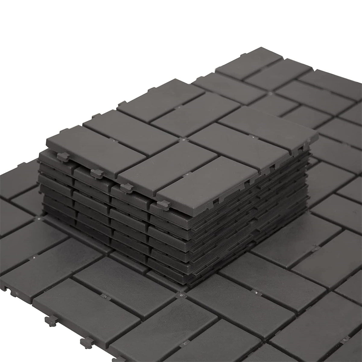Patio Interlocking Deck Tiles, 12"x12" Square Composite Decking