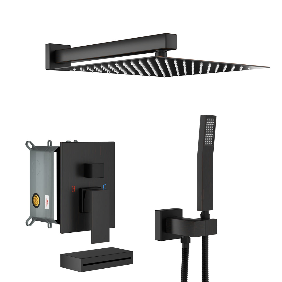 Shower System with Waterfall Tub Spout