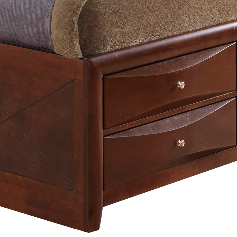 Spacious Cherry Finish King Storage Bed