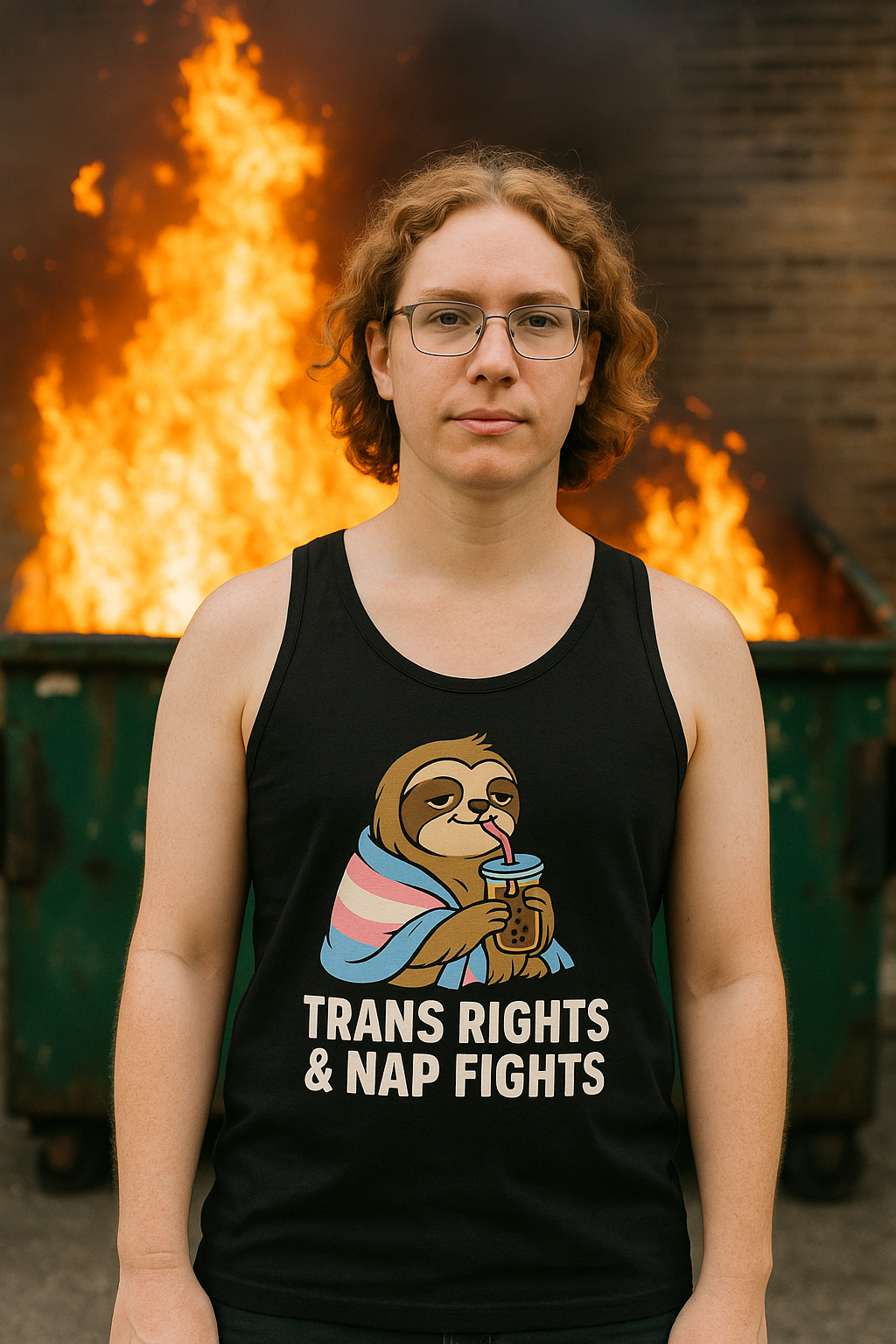 Trans Rights & Nap Fights – Cute Sloth Unisex Jersey Tank Top | LGBTQIA+ Pride Shirt