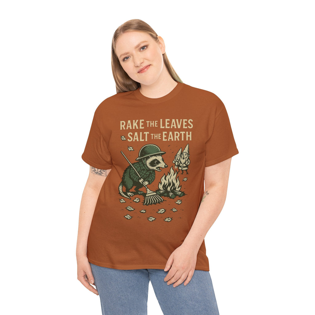 Rake the Leaves Salt the Earth Shirt – Possum Yard Warfare Tee – Fall of Humanity Collection – Trash Cult Supply Co.