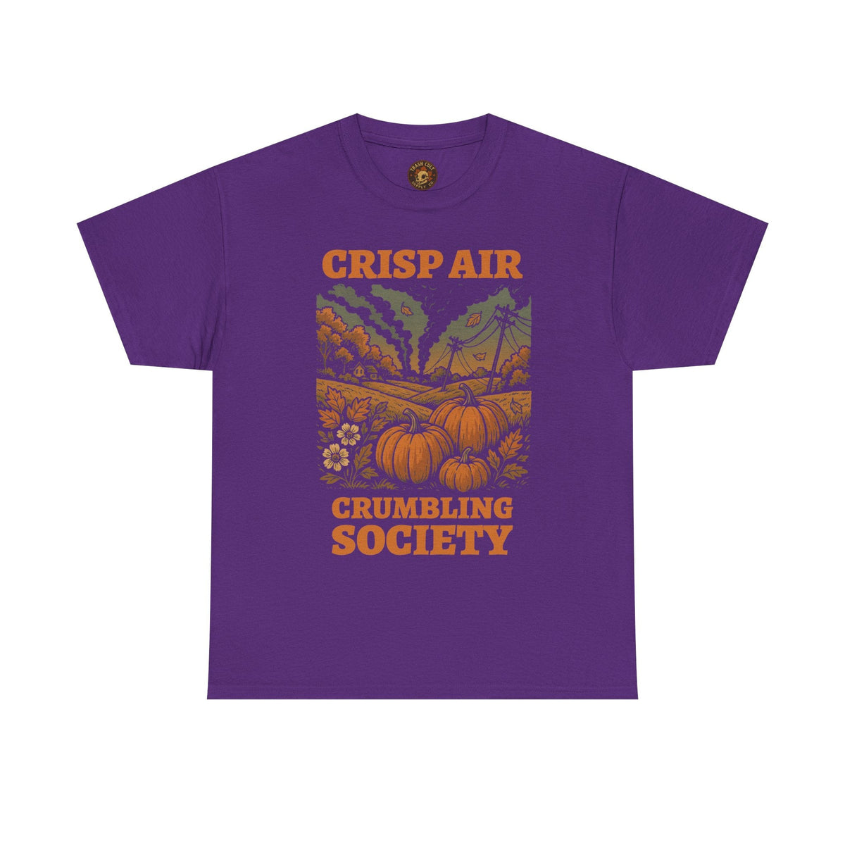 Crisp Air Crumbling Society Shirt – Dystopian Fall Pumpkin Tee – Fall of Humanity Collection – Trash Cult Supply Co.