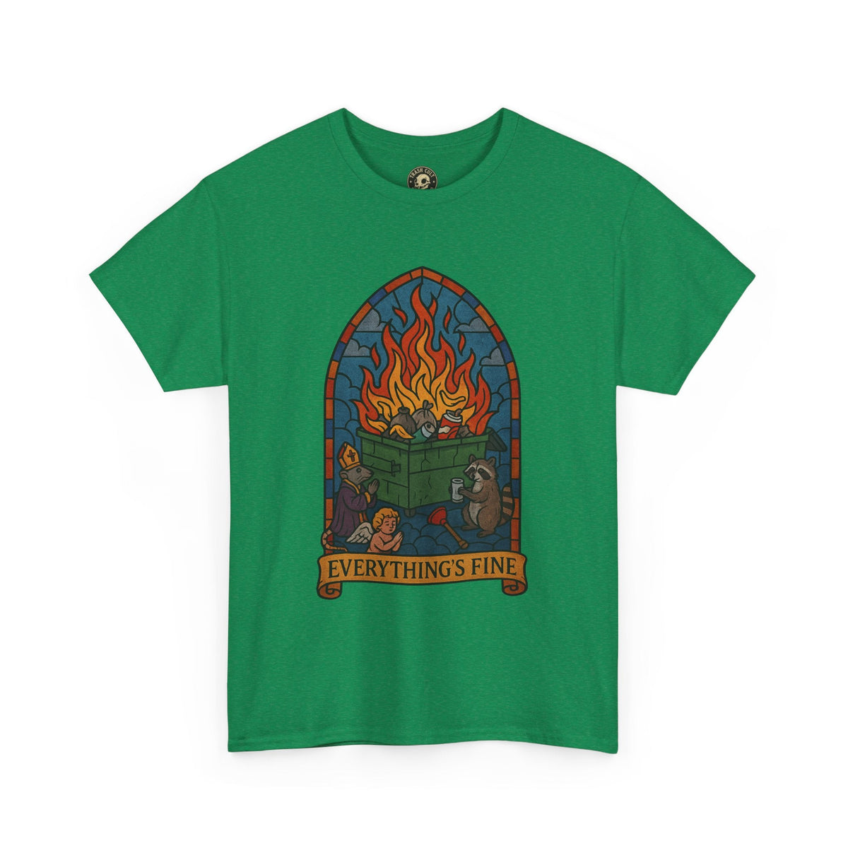 "Everything's Fine" Unisex Heavy Cotton Tee - Casual Wear, Gift for Friends, Home Decor, Everyday Style, Relaxed Fit