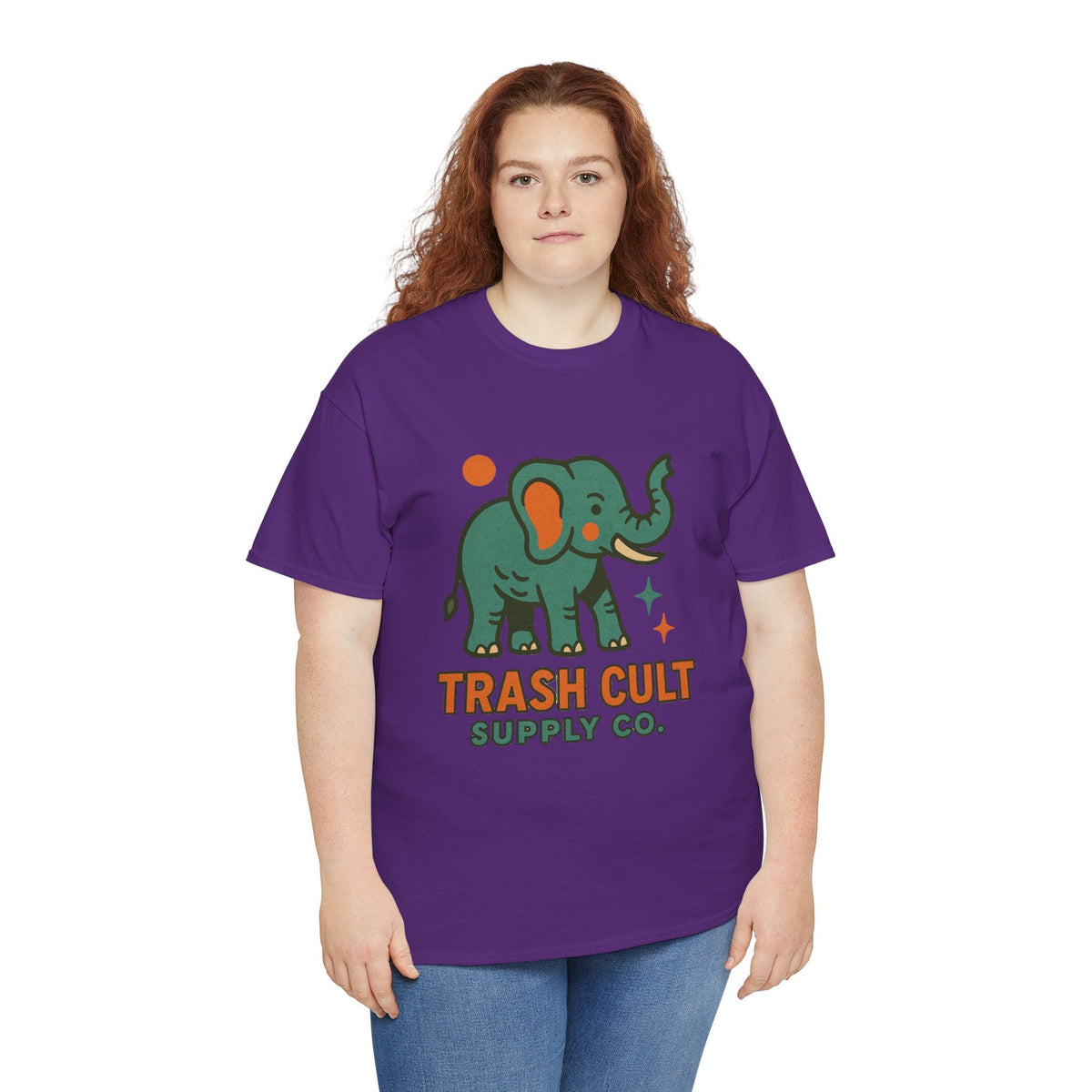 Trash Cult Elephant Unisex Heavy Cotton Tee, Eco-Friendly Shirt, Cool Casual Tee, Gift for Animal Lovers, Vintage Style T-Shirt