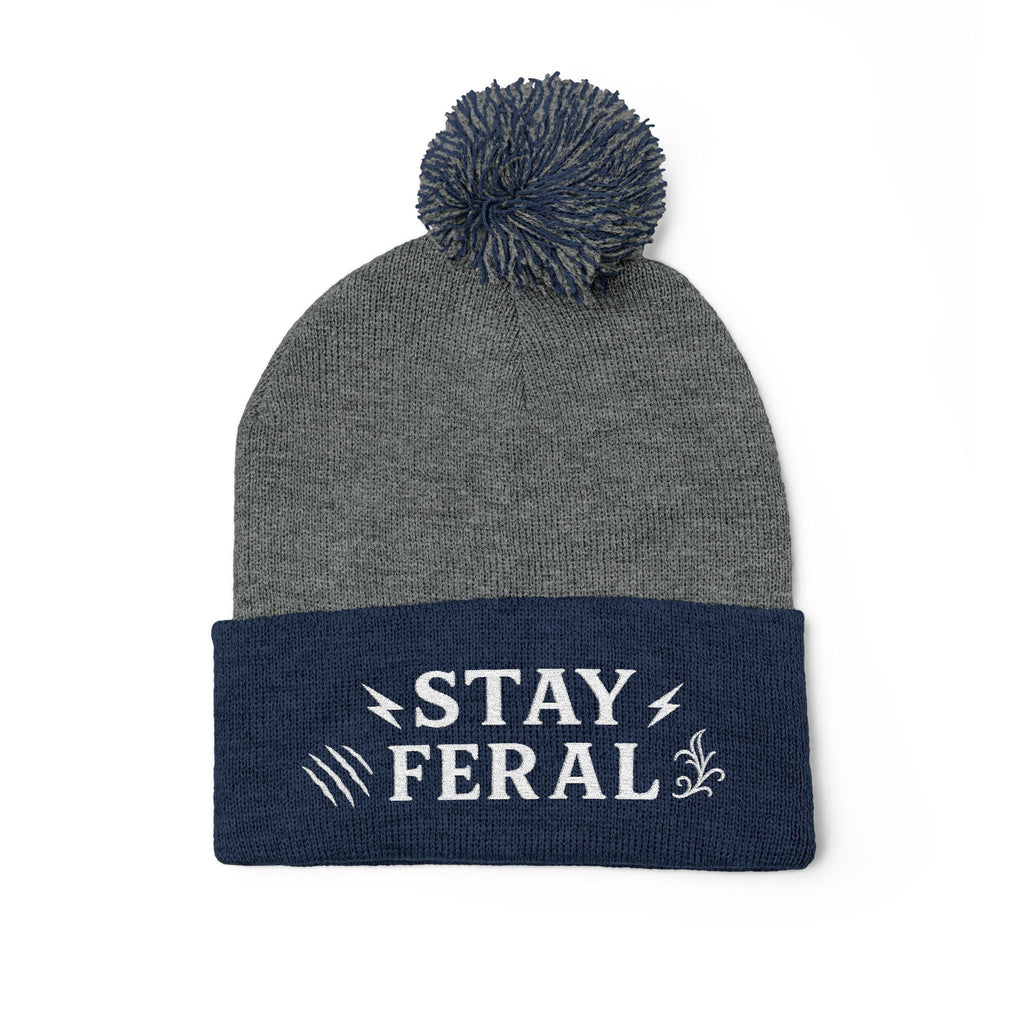 Stay Feral Pom-Pom Knit Cap, Cozy Winter Beanie, Embroidered Hats for Adventurers, Gift for Outdoorsy Friends, Stylish Cold Weather [...]