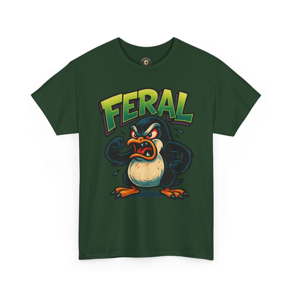 Feral Penguin T-Shirt – Funny Unisex Cotton Tee | Bold Animal Graphic Shirt, Quirky Gift Idea