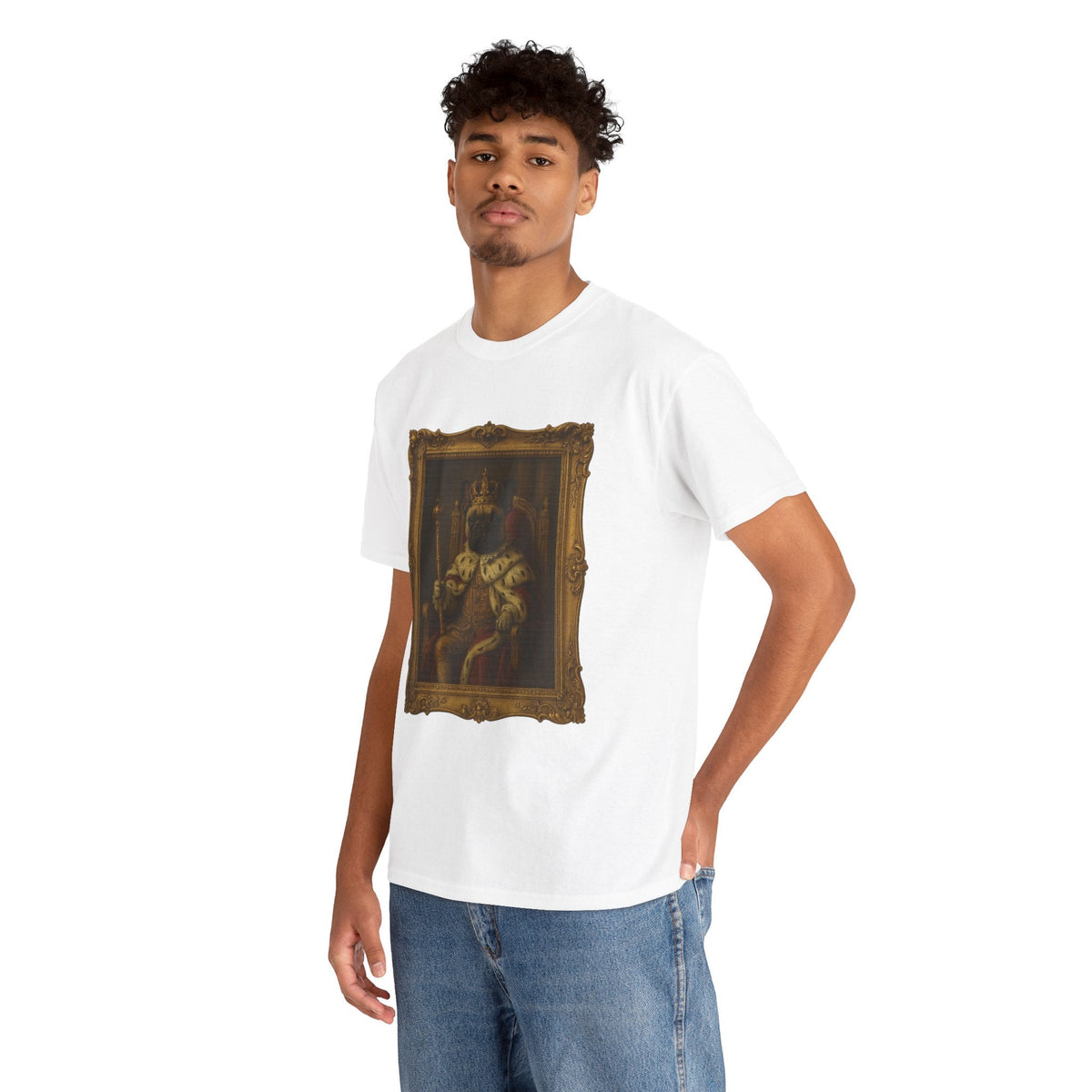 French Bulldog King Baroque Portrait Shirt – Funny Royal Dog Tee – Gildan 5000 Unisex Heavy Cotton