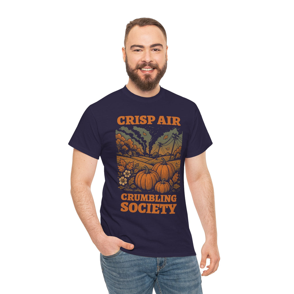 Crisp Air Crumbling Society Shirt – Dystopian Fall Pumpkin Tee – Fall of Humanity Collection – Trash Cult Supply Co.