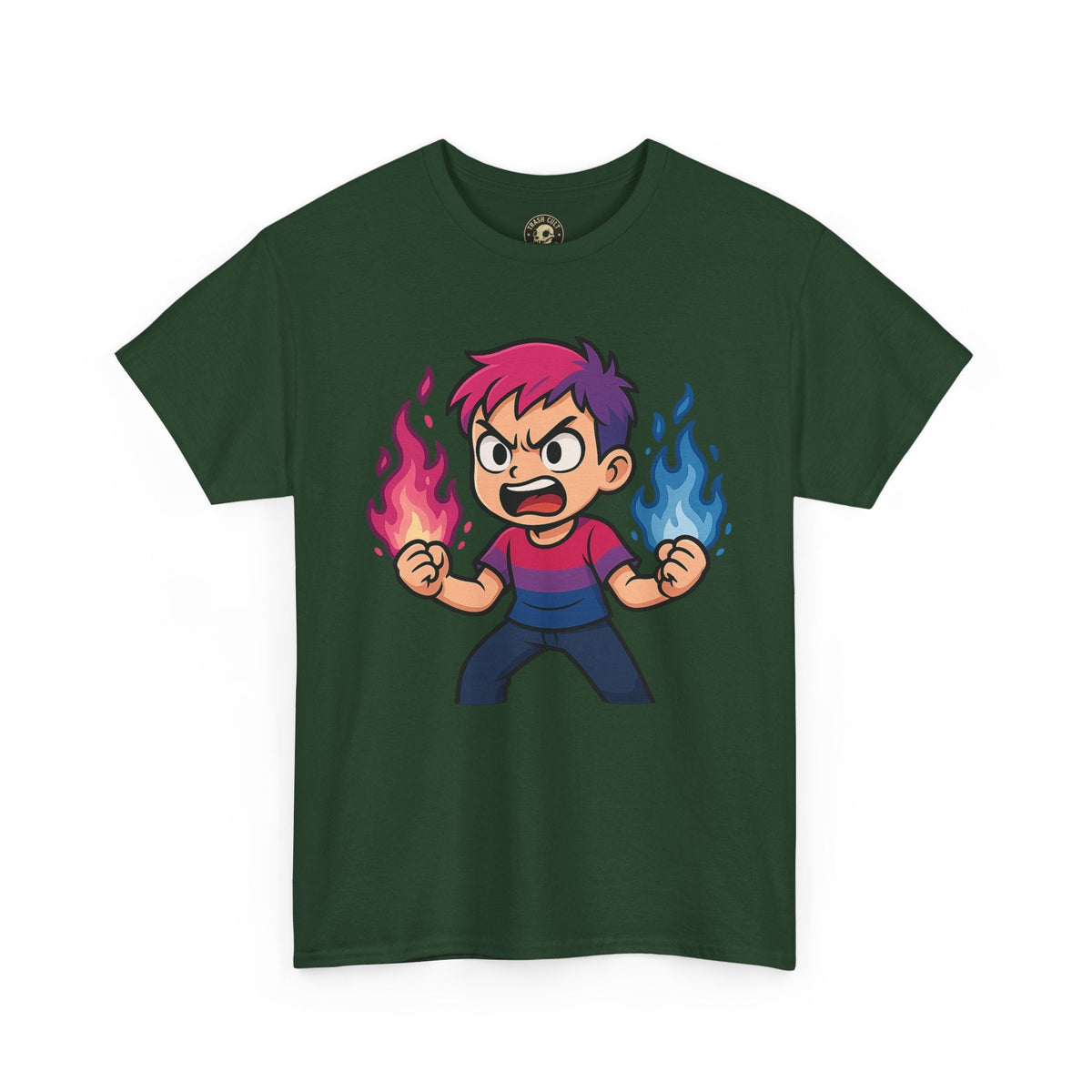Bi-Furious Cartoon Pride Tee – Unisex Heavy Cotton Shirt for Gamers, Comic Fans & LGBTQ+ Allies