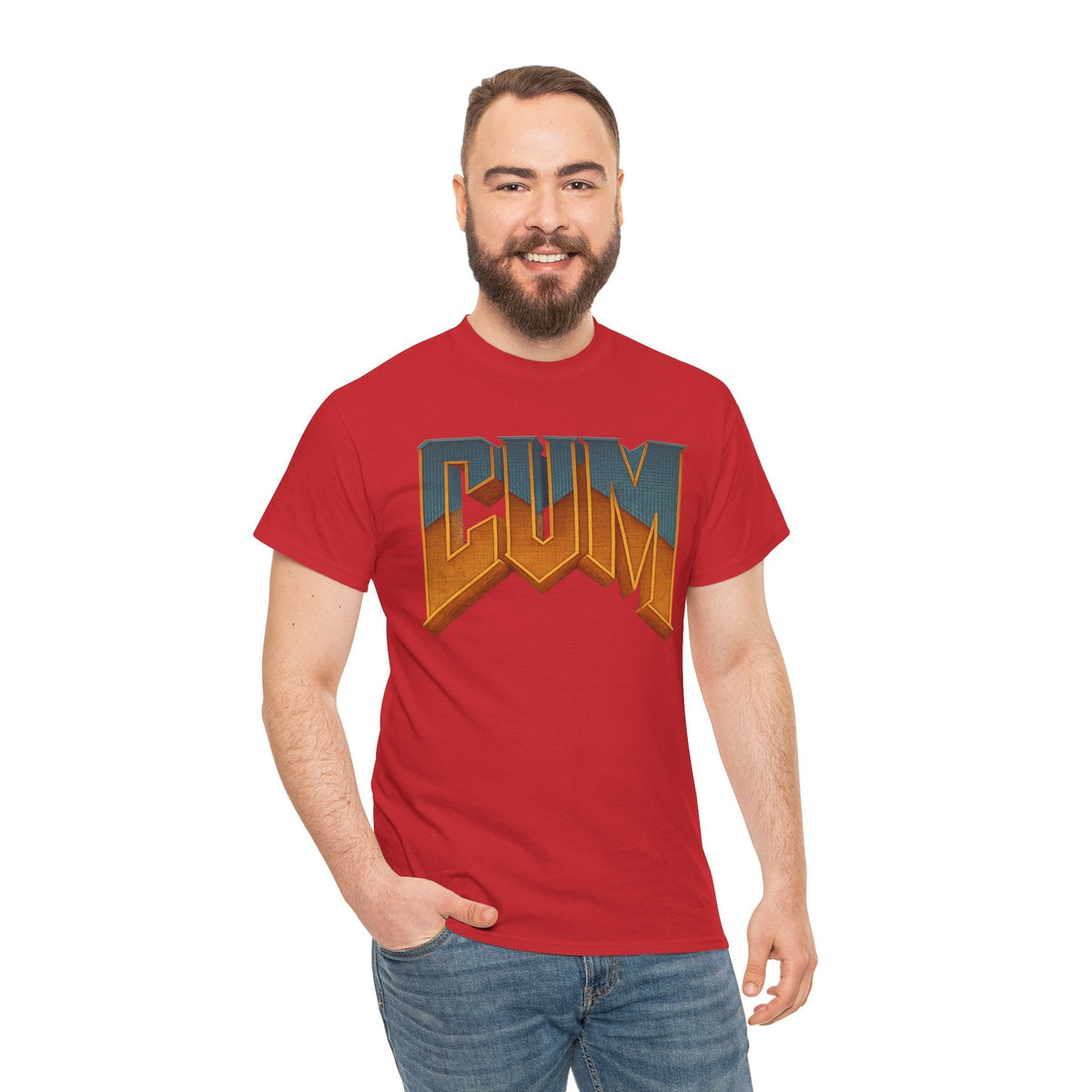CUM Parody Metal Logo Shirt – Doom-Inspired Retro Gamer Tee on Gildan 5000
