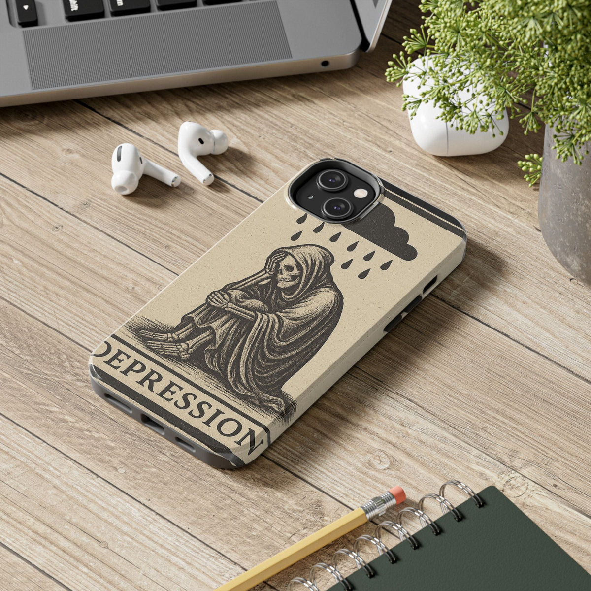 Dark Humor Phone Case, Goth iPhone Cover, Macabre Gift, Depression Art Case, Unique Phone Protector