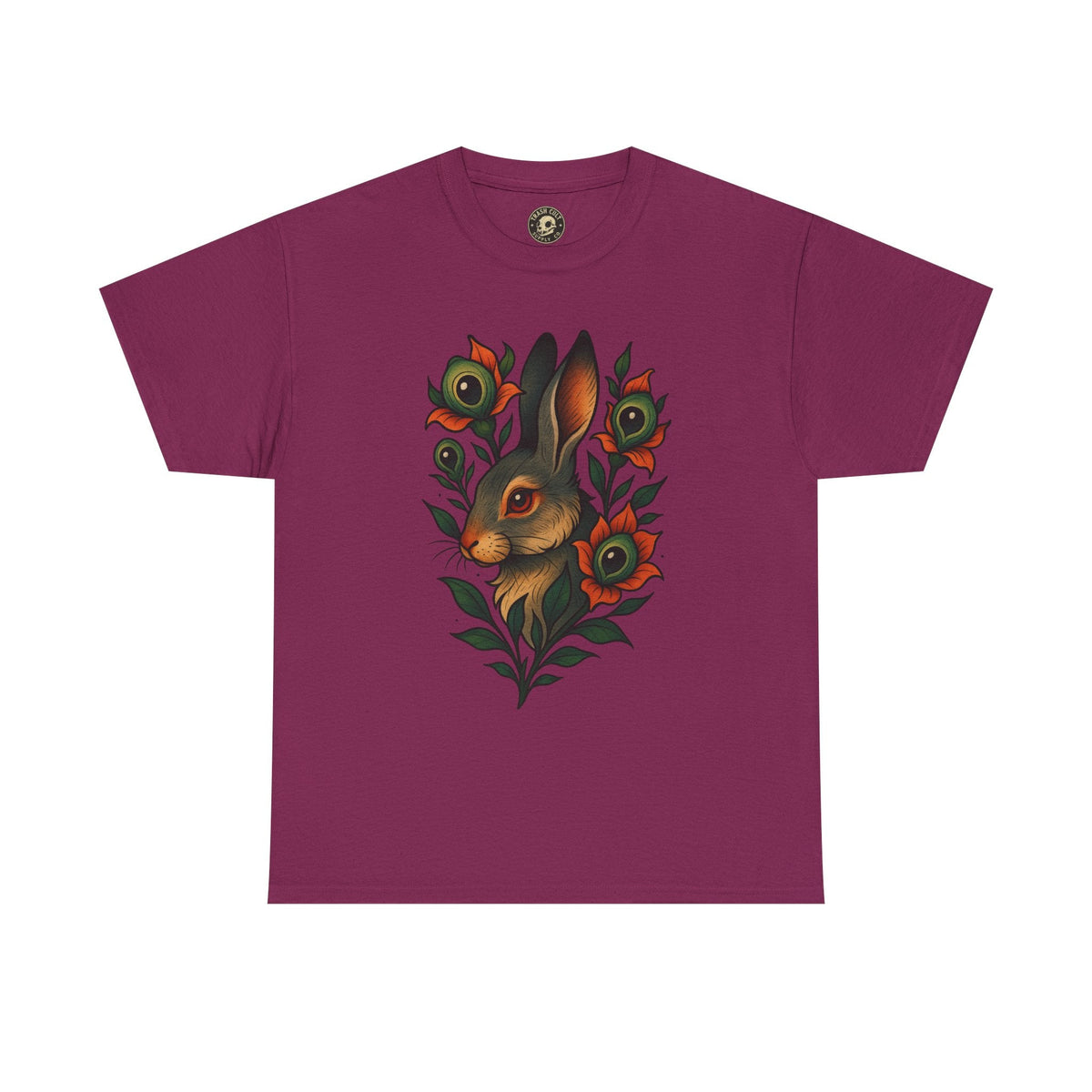 Whimsical Rabbit Floral Tee, Nature Lover Gift, Casual Wear, Eco-Friendly Fashion, Unique Graphic T-Shirt, Year-Round Style