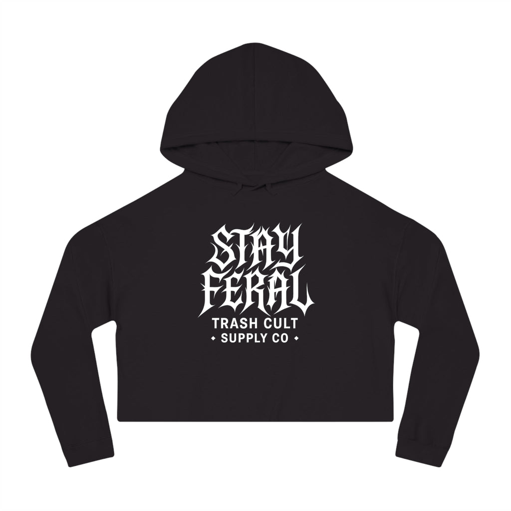 Camo Cropped Sweatshirt - Stay Feral, Trendy Streetwear, Gift for Her, Casual Outfit, Music Festival Apparel, Edgy Fashion