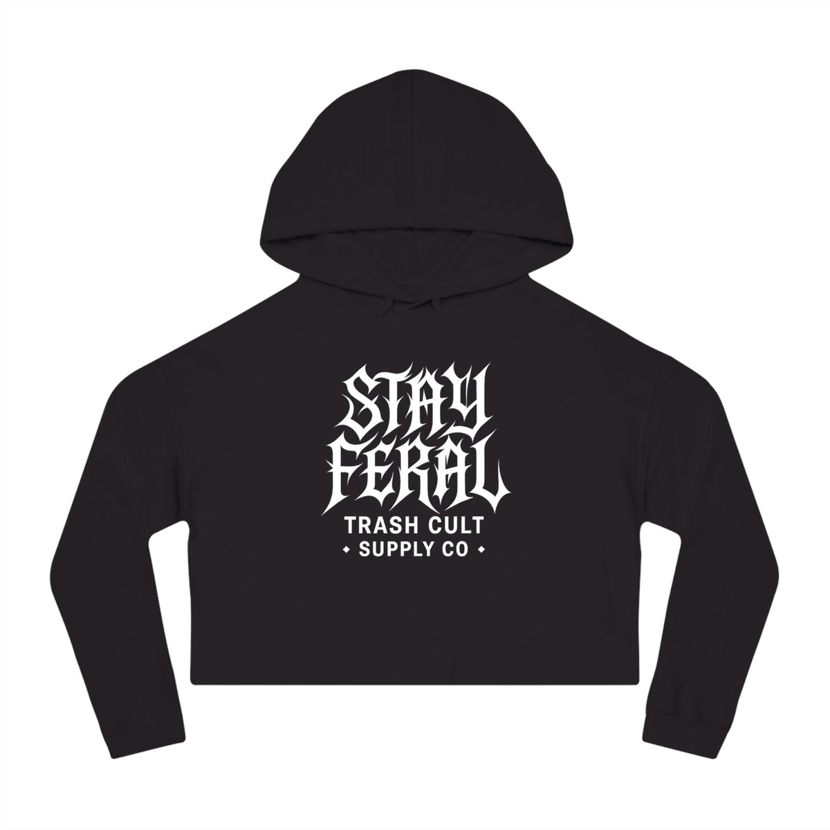 Camo Cropped Sweatshirt - Stay Feral, Trendy Streetwear, Gift for Her, Casual Outfit, Music Festival Apparel, Edgy Fashion
