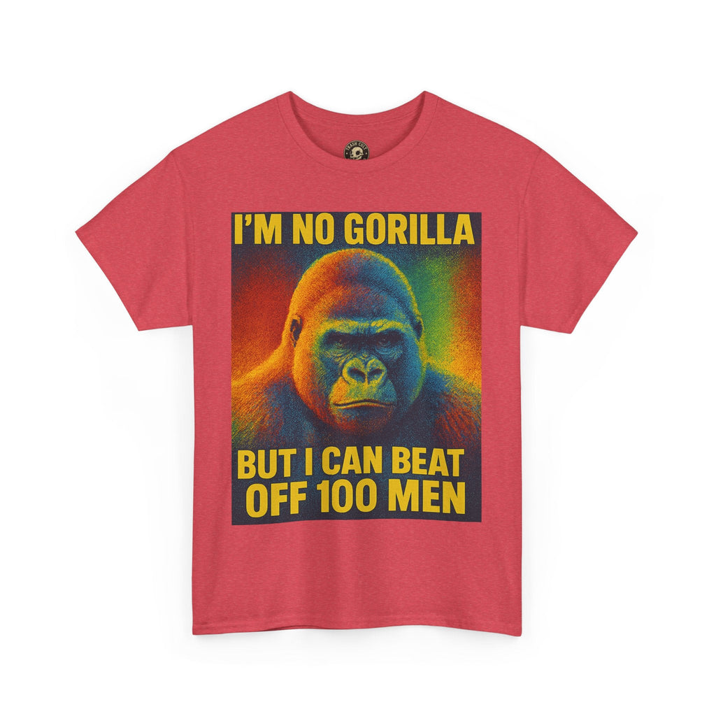 I’m No Gorilla But I Can Beat Off 100 Men Shirt – Multicolor Halftone Gorilla Tee on Gildan 5000