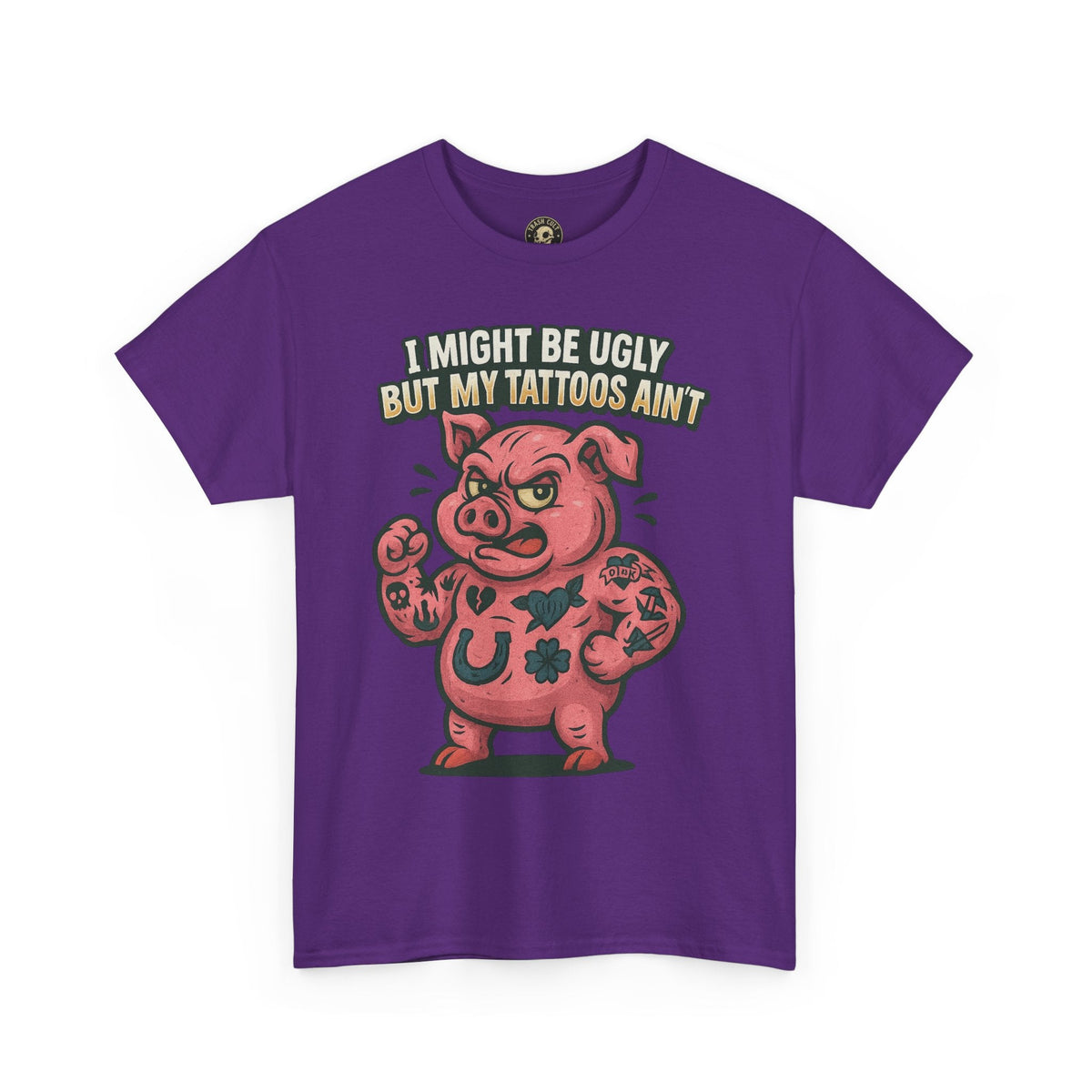 Funny Pig Tattoo Unisex Heavy Cotton Tee, Graphic Shirt, Gift for Tattoo Lovers, Casual Wear, Humor Tees