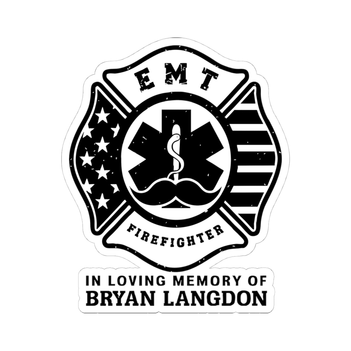Custom Firefighter Memorial Sticker, In Loving Memory of Bryan Langdon, EMT Tribute, Emergency Services Decor, First Responder Vinyl Decal