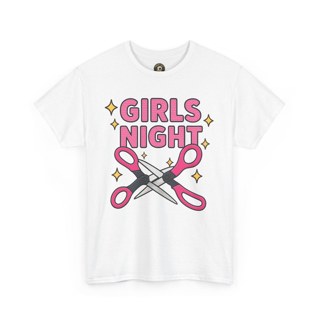 Funny Girls Night Shirt – Lesbian Humor Tee – Pink Scissors Graphic on Gildan 5000