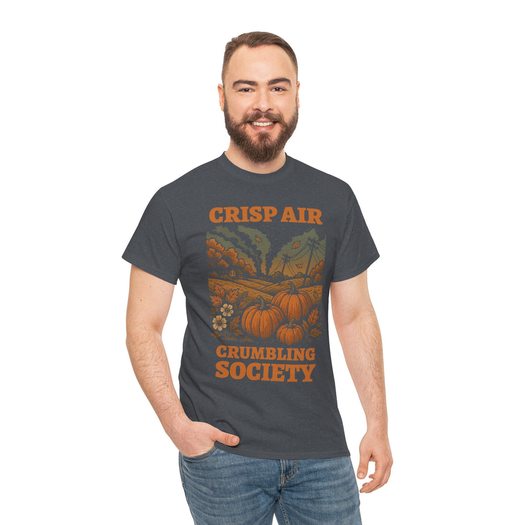 Crisp Air Crumbling Society Shirt – Dystopian Fall Pumpkin Tee – Fall of Humanity Collection – Trash Cult Supply Co.