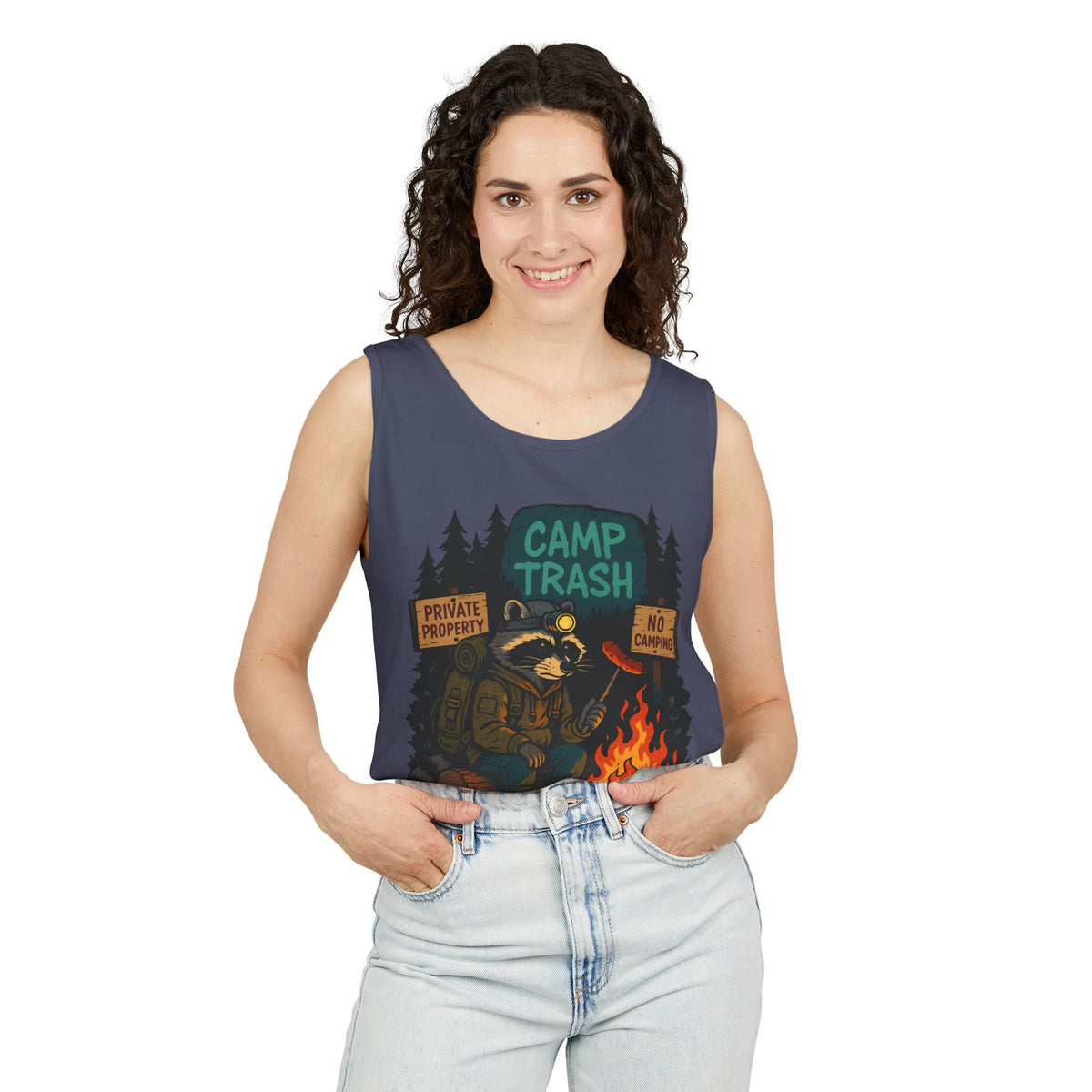 Camp Trash Raccoon Tank Top – Feral & Off-Grid Summer Shirt by Trash Cult