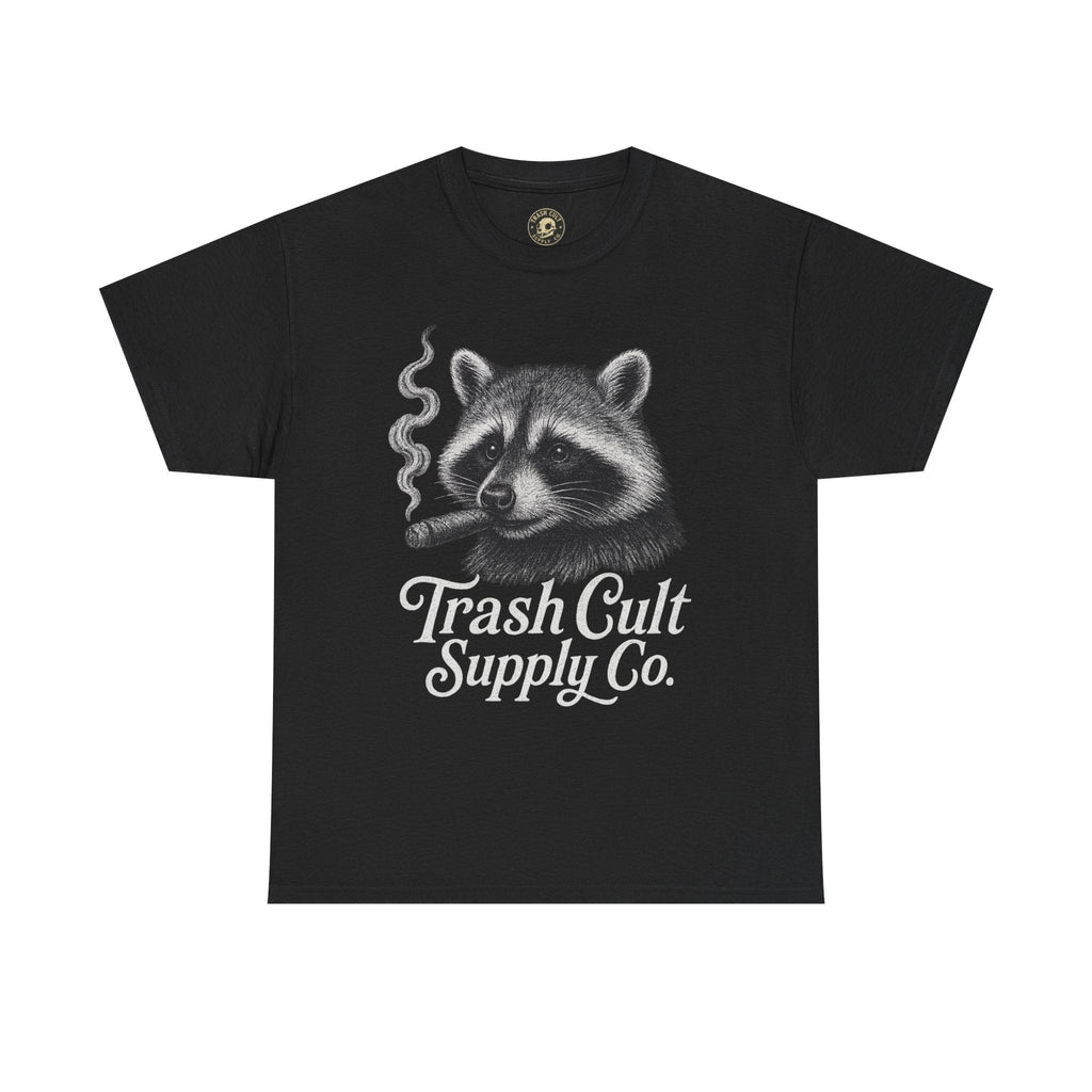 Monochrome Raccoon Cigar Shirt – Trash Cult Supply Co. | Gildan 5000 Tee