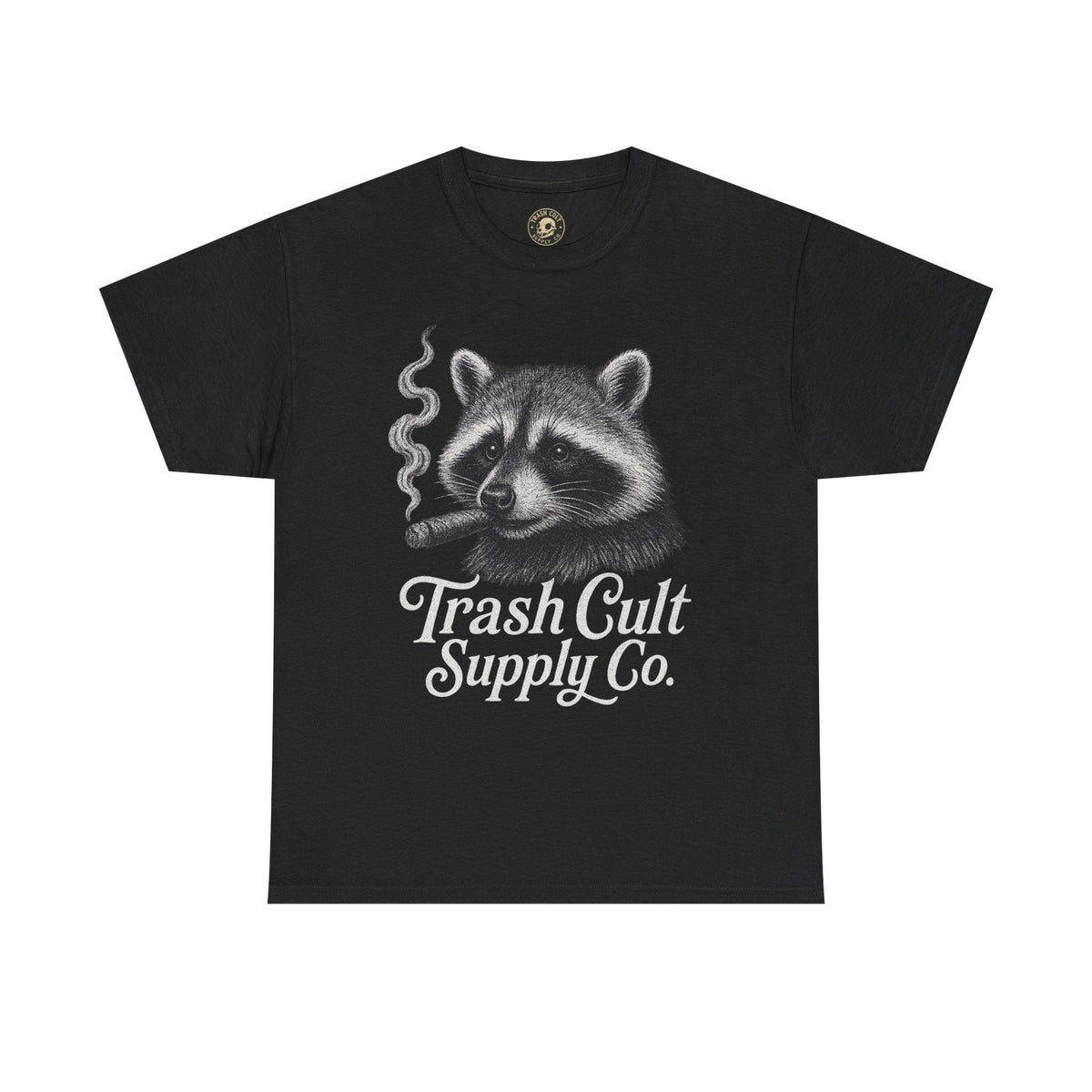 Monochrome Raccoon Cigar Shirt – Trash Cult Supply Co. | Gildan 5000 Tee