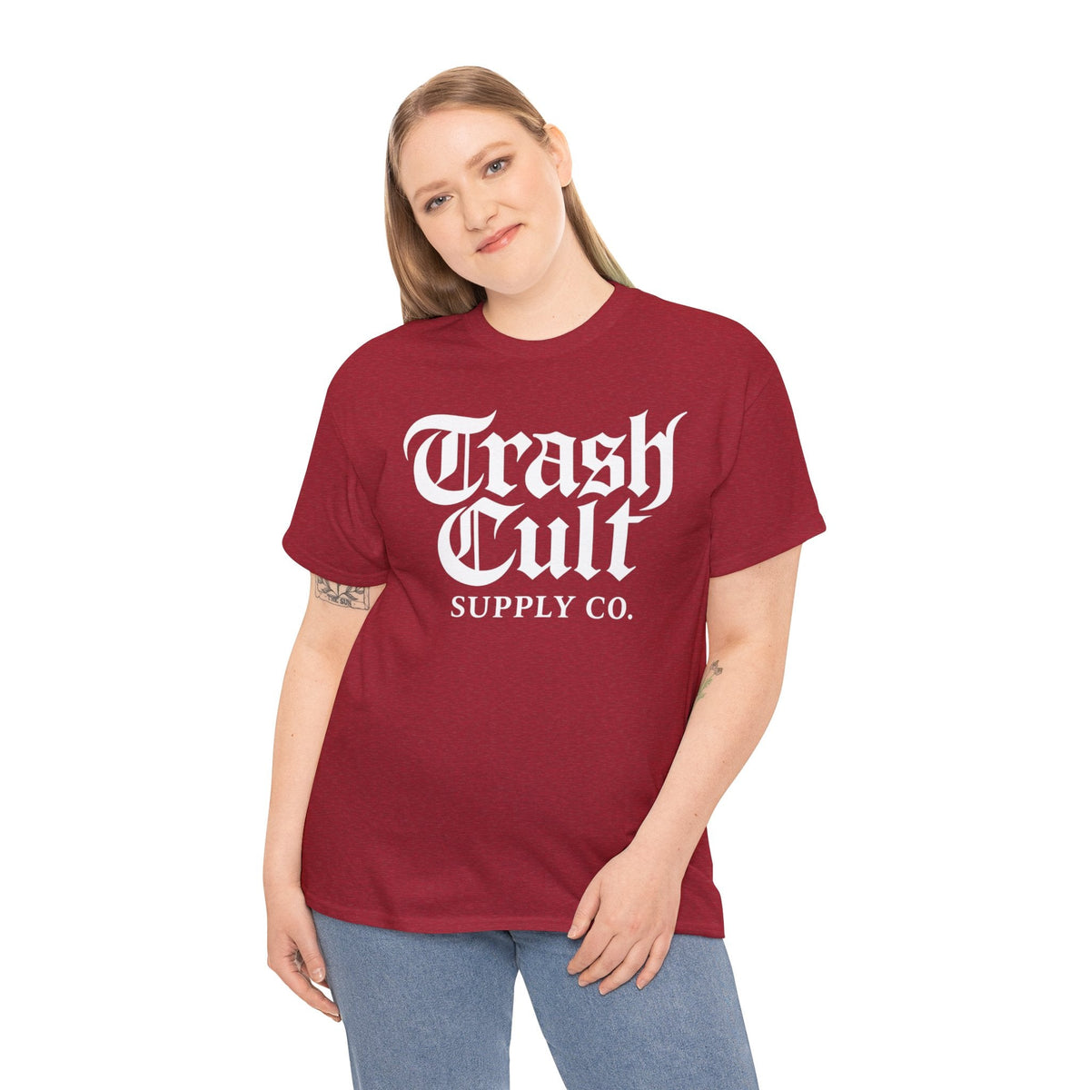 Trash Cult Gothic Logo Shirt – White Cyber Gothic Print on Gildan 5000