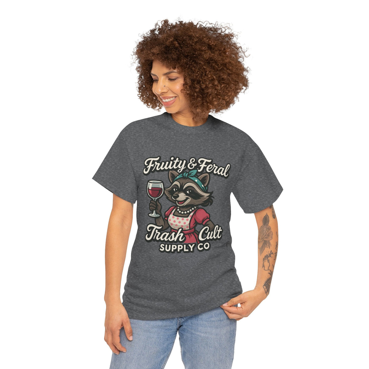 Fruity & Feral Raccoon Housewife Tee – Trash Cult Supply Co. on Gildan 5000