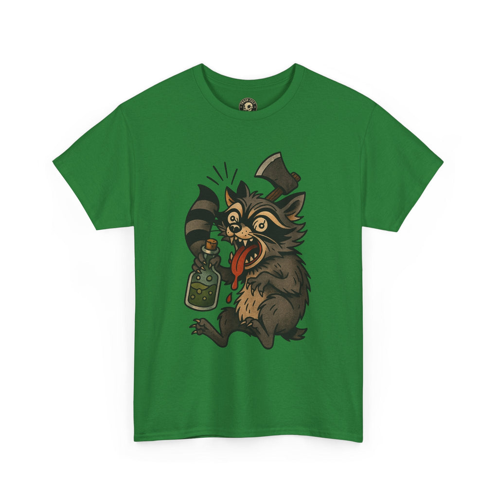 Unhinged Raccoon Shirt – Chaos Gremlin with Axe & Potion | Tattoo Style Tee