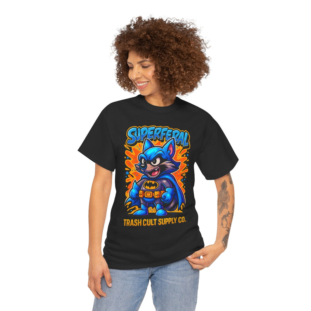 SuperFeral Raccoon Graffiti Shirt – Bold New School Superhero Streetwear | Trash Cult Supply Co