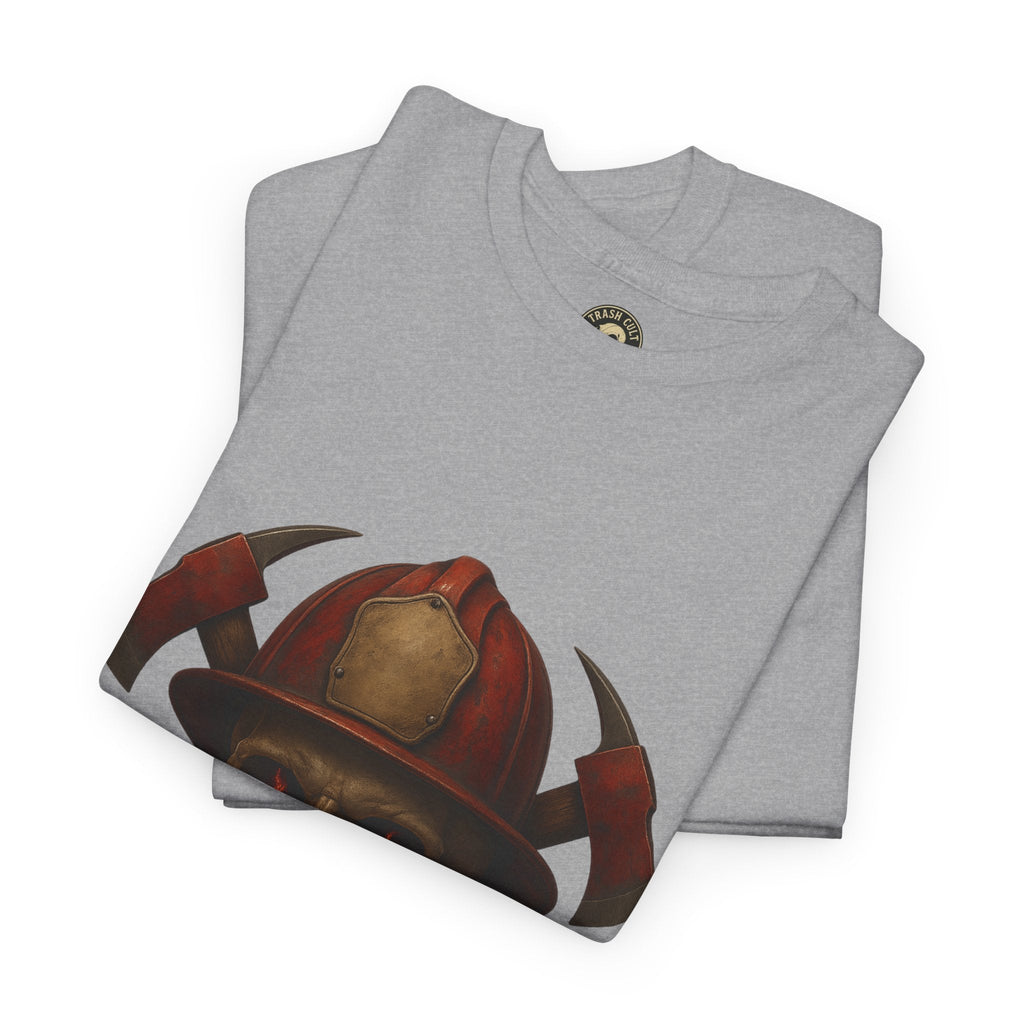Skull Firefighter Tee, Unisex Heavy Cotton Shirt, Firefighter Gift, Halloween Costume T-Shirt, Unique Graphic Tee, Casual Wear