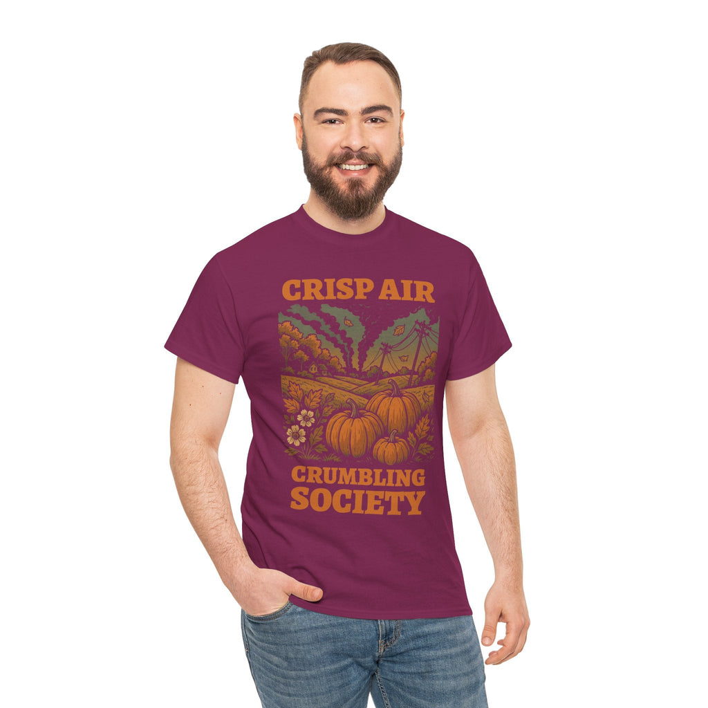 Crisp Air Crumbling Society Shirt – Dystopian Fall Pumpkin Tee – Fall of Humanity Collection – Trash Cult Supply Co.
