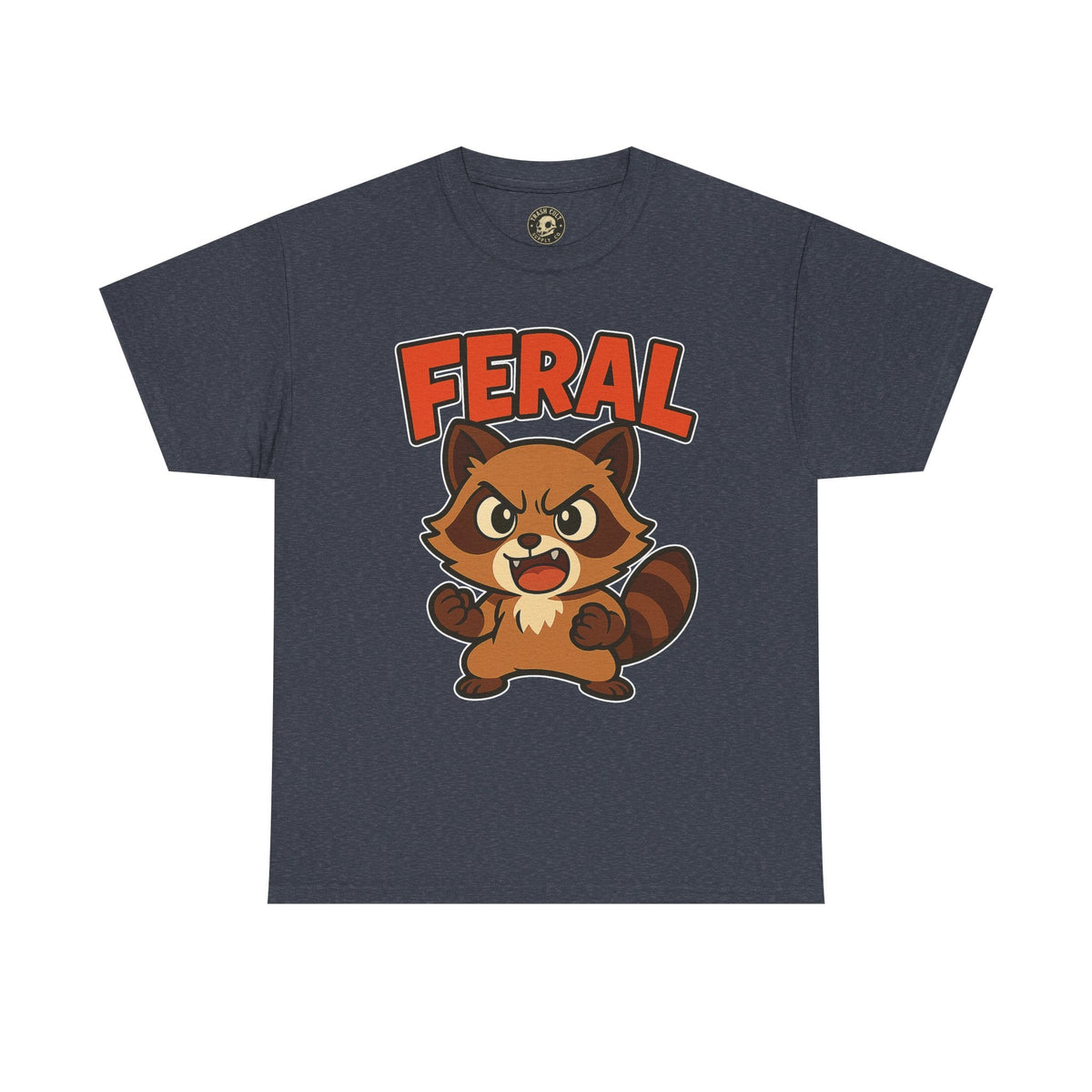 Feral Cartoon Tee - Unisex Heavy Cotton Shirt, Cute Graphic, Animal Lovers Gift, Casual Wear, Fun T-Shirt for Kids & Adults